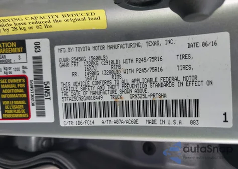 2016 Toyota Tacoma Dbl Cab/Sr5/Trd Sport/Or z USA, uszkodzony, nr VIN 5TFAZ5CN2GX018449